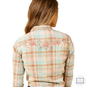 Wrangler | Twenty X Western Shirt Plaid Metallic Snap Front Embroidered Size L